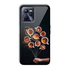 Coffee Cups Customized Printed Glass Back Cover for Realme C35