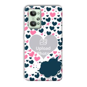 Blue & Pink Hearts Customized Printed Back Cover for Realme GT 2