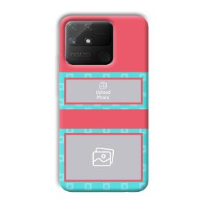 Blue Pink Customized Printed Back Cover for Realme Narzo 50A