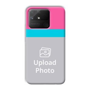 Pink & Sky Blue Customized Printed Back Cover for Realme Narzo 50A