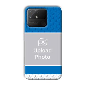 Blue White Design Customized Printed Back Cover for Realme Narzo 50A