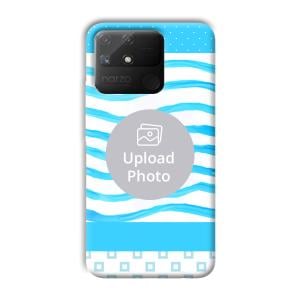 Blue Wavy Design Customized Printed Back Cover for Realme Narzo 50A