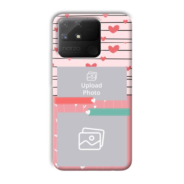 Pink Hearts Customized Printed Back Cover for Realme Narzo 50A