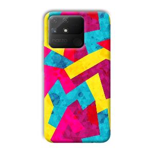 Pink Yellow Pattern Phone Customized Printed Back Cover for Realme Narzo 50A