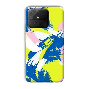 Blue White Pattern Phone Customized Printed Back Cover for Realme Narzo 50A