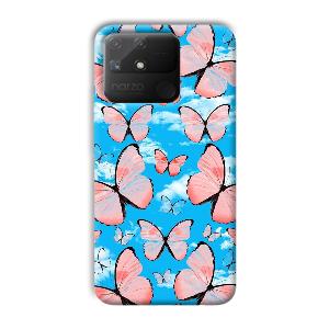 Pink Butterflies Phone Customized Printed Back Cover for Realme Narzo 50A