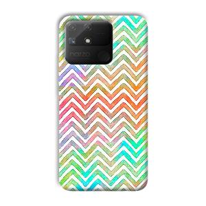 White Zig Zag Pattern Phone Customized Printed Back Cover for Realme Narzo 50A