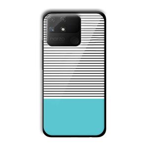 Cyan Stripes Customized Printed Glass Back Cover for Realme Narzo 50A