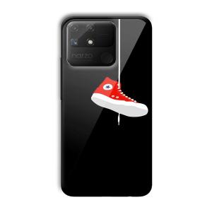 Red Sneaker Customized Printed Glass Back Cover for Realme Narzo 50A
