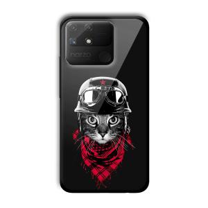 Rider Cat Customized Printed Glass Back Cover for Realme Narzo 50A