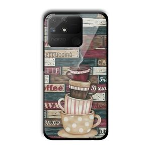 Coffee Design Customized Printed Glass Back Cover for Realme Narzo 50A