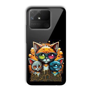 Cats Customized Printed Glass Back Cover for Realme Narzo 50A