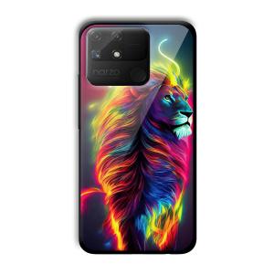 Neon Lion Customized Printed Glass Back Cover for Realme Narzo 50A