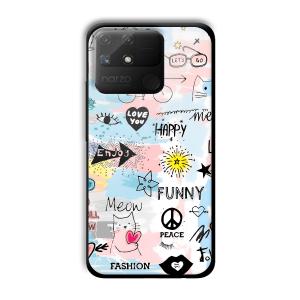 Illustrations Customized Printed Glass Back Cover for Realme Narzo 50A