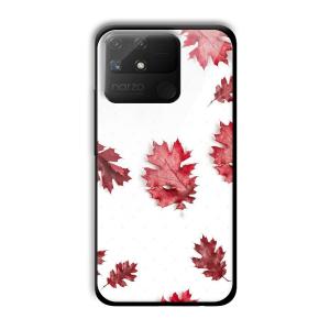 Red Leaves Customized Printed Glass Back Cover for Realme Narzo 50A