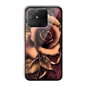 Brown Rose Customized Printed Glass Back Cover for Realme Narzo 50A