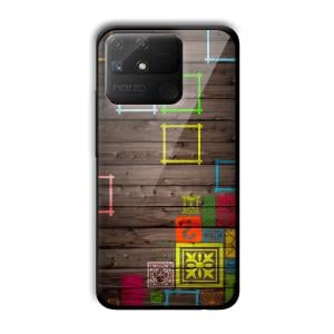 Wooden Pattern Customized Printed Glass Back Cover for Realme Narzo 50A