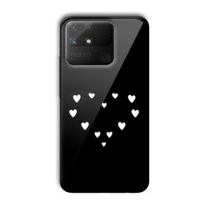 Little White Hearts Customized Printed Glass Back Cover for Realme Narzo 50A