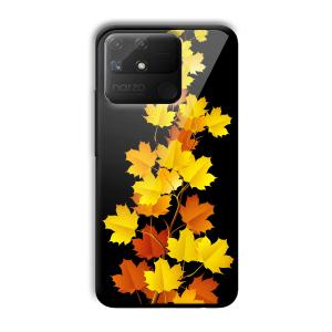 Golden Leaves Customized Printed Glass Back Cover for Realme Narzo 50A