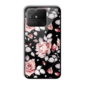 Flowery Design Customized Printed Glass Back Cover for Realme Narzo 50A