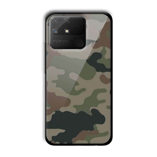 Green Camo Customized Printed Glass Back Cover for Realme Narzo 50A