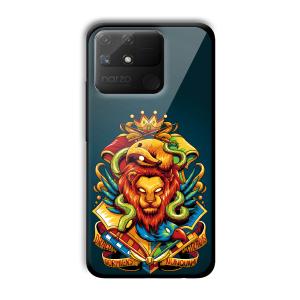 Fiery Lion Customized Printed Glass Back Cover for Realme Narzo 50A