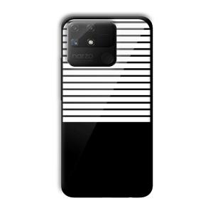 White and Black Stripes Customized Printed Glass Back Cover for Realme Narzo 50A