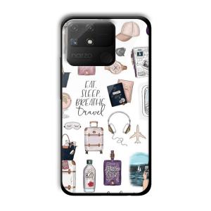 Eat Sleep Breathe Travel Customized Printed Glass Back Cover for Realme Narzo 50A