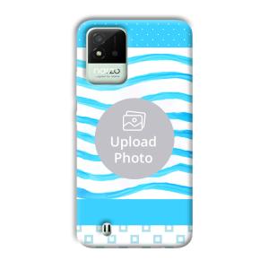 Blue Wavy Design Customized Printed Back Cover for Realme Narzo 50i