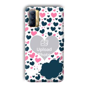 Blue & Pink Hearts Customized Printed Back Cover for Realme X7
