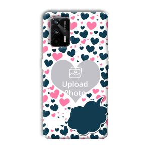 Blue & Pink Hearts Customized Printed Back Cover for Realme X7 Max 5G