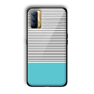 Cyan Stripes Customized Printed Glass Back Cover for Realme X7