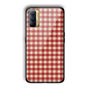 Red Checks Customized Printed Glass Back Cover for Realme X7