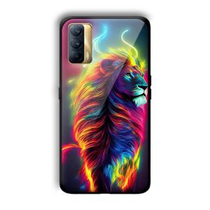 Neon Lion Customized Printed Glass Back Cover for Realme X7