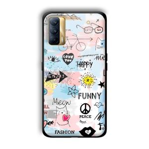 Illustrations Customized Printed Glass Back Cover for Realme X7