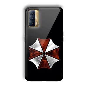 Red and Silver Customized Printed Glass Back Cover for Realme X7