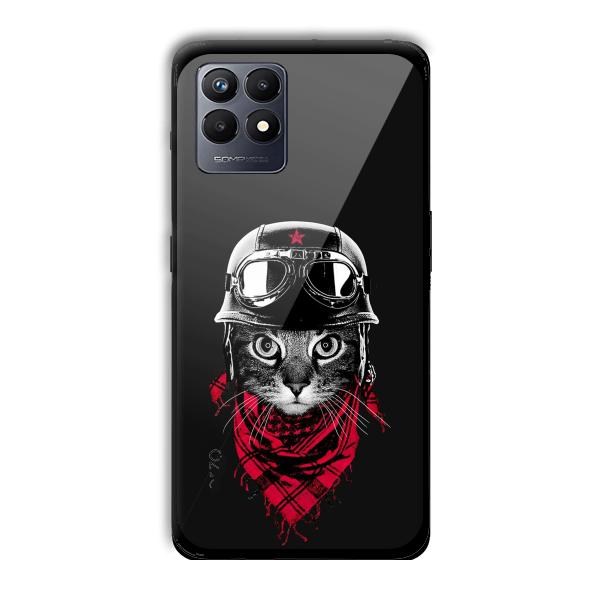 Rider Cat Customized Printed Glass Back Cover for Realme Narzo 50
