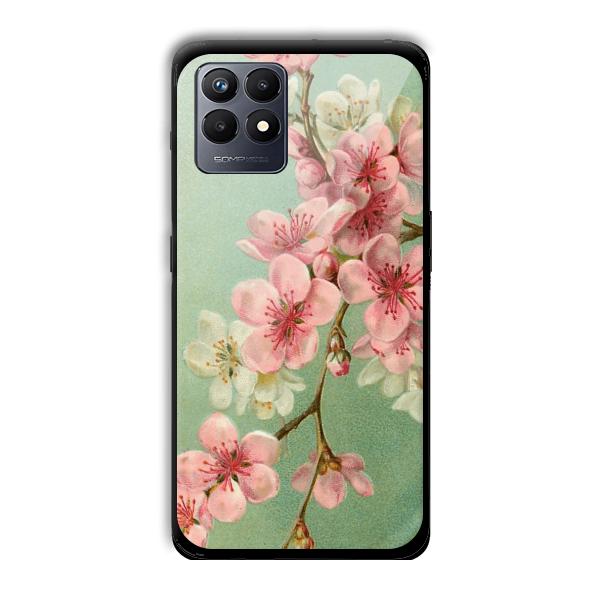 Pink Flowers Customized Printed Glass Back Cover for Realme Narzo 50