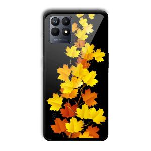 Golden Leaves Customized Printed Glass Back Cover for Realme Narzo 50