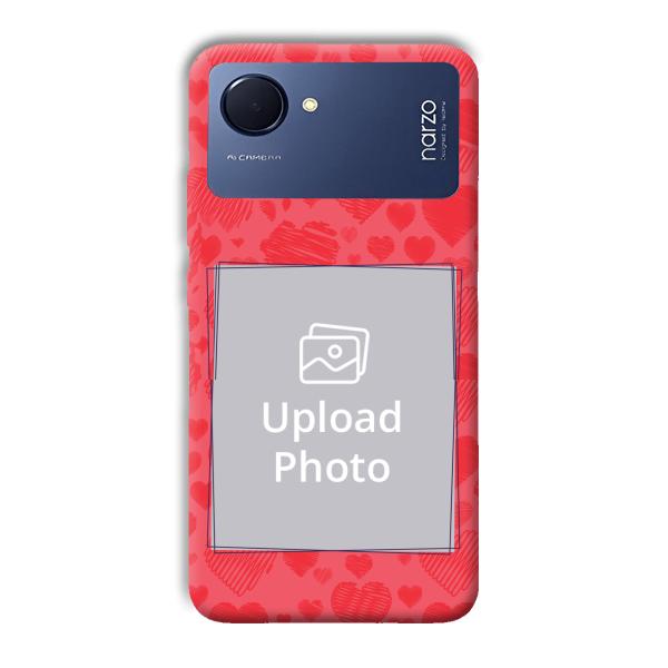 Red Hearts Customized Printed Back Cover for Realme Narzo 50i Prime