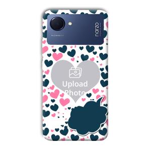 Blue & Pink Hearts Customized Printed Back Cover for Realme Narzo 50i Prime