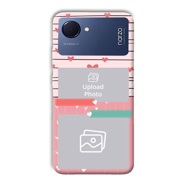 Pink Hearts Customized Printed Back Cover for Realme Narzo 50i Prime
