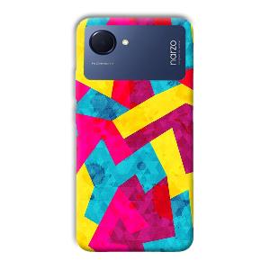 Pink Yellow Pattern Phone Customized Printed Back Cover for Realme Narzo 50i Prime