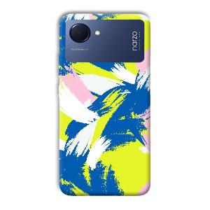 Blue White Pattern Phone Customized Printed Back Cover for Realme Narzo 50i Prime