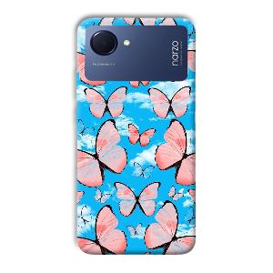 Pink Butterflies Phone Customized Printed Back Cover for Realme Narzo 50i Prime