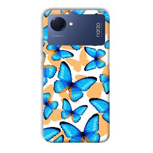 Blue Butterflies Phone Customized Printed Back Cover for Realme Narzo 50i Prime