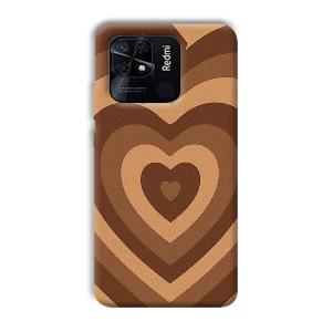 Brown Hearts Phone Customized Printed Back Cover for Xiaomi Redmi 10