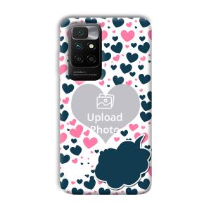 Blue & Pink Hearts Customized Printed Back Cover for Xiaomi Redmi 10 Prime 2022