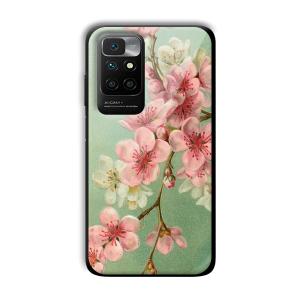 Pink Flowers Customized Printed Glass Back Cover for Xiaomi Redmi 10 Prime 2022