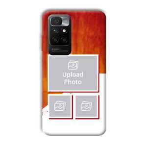Red White Background Customized Printed Back Cover for Redmi 10 Prime